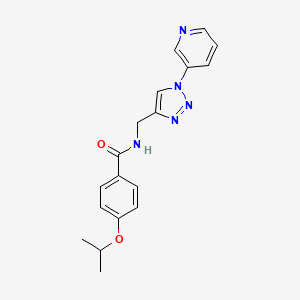 molecular formula C18H19N5O2 B2973260 4-isopropoxy-N-((1-(pyridin-3-yl)-1H-1,2,3-triazol-4-yl)methyl)benzamide CAS No. 2034311-45-8