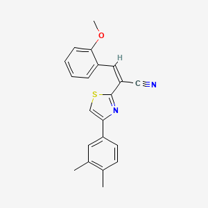 molecular formula C21H18N2OS B2973263 (Z)-2-(4-(3,4-dimethylphenyl)thiazol-2-yl)-3-(2-methoxyphenyl)acrylonitrile CAS No. 476668-92-5