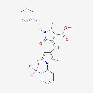 molecular formula C29H31F3N2O3 B297327 methyl (4Z)-1-[2-(cyclohex-1-en-1-yl)ethyl]-4-({2,5-dimethyl-1-[2-(trifluoromethyl)phenyl]-1H-pyrrol-3-yl}methylidene)-2-methyl-5-oxo-4,5-dihydro-1H-pyrrole-3-carboxylate 