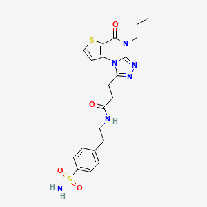 molecular formula C21H24N6O4S2 B2973278 3-(5-oxo-4-propyl-4,5-dihydrothieno[2,3-e][1,2,4]triazolo[4,3-a]pyrimidin-1-yl)-N-(4-sulfamoylphenethyl)propanamide CAS No. 1189716-60-6