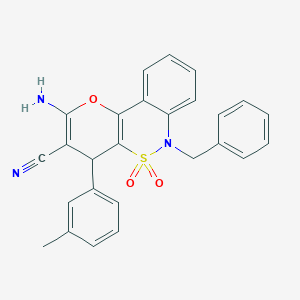 2-Amino-6-benzyl-4-(3-methylphenyl)-4,6-dihydropyrano[3,2-c][2,1]benzothiazine-3-carbonitrile 5,5-dioxide