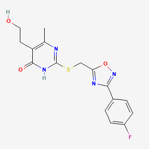 2-({[3-(4-Fluorophenyl)-1,2,4-oxadiazol-5-yl]methyl}sulfanyl)-5-(2-hydroxyethyl)-6-methyl-4-pyrimidinol