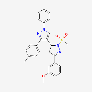 5-(3-methoxyphenyl)-2-(methylsulfonyl)-1'-phenyl-3'-(p-tolyl)-3,4-dihydro-1'H,2H-3,4'-bipyrazole