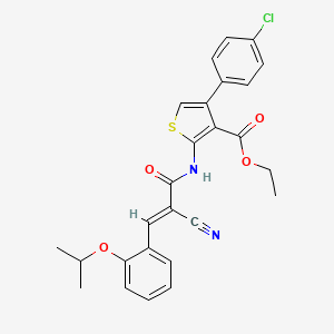 molecular formula C26H23ClN2O4S B2973298 ethyl 4-(4-chlorophenyl)-2-{2-cyano-3-[2-(propan-2-yloxy)phenyl]prop-2-enamido}thiophene-3-carboxylate CAS No. 379731-03-0