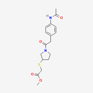 Methyl 2-((1-(2-(4-acetamidophenyl)acetyl)pyrrolidin-3-yl)thio)acetate
