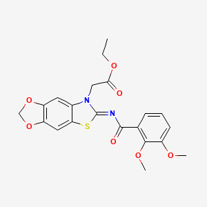 molecular formula C21H20N2O7S B2973319 ethyl 2-[6-(2,3-dimethoxybenzoyl)imino-[1,3]dioxolo[4,5-f][1,3]benzothiazol-7-yl]acetate CAS No. 895434-29-4