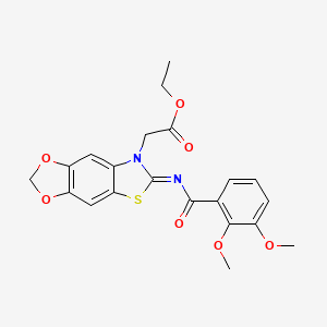 (Z)-ethyl 2-(6-((2,3-dimethoxybenzoyl)imino)-[1,3]dioxolo[4',5':4,5]benzo[1,2-d]thiazol-7(6H)-yl)acetate