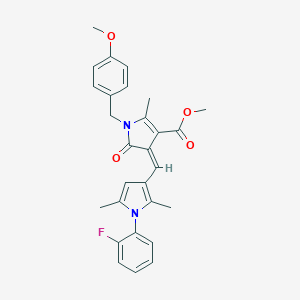 molecular formula C28H27FN2O4 B297332 METHYL (4Z)-4-{[1-(2-FLUOROPHENYL)-2,5-DIMETHYL-1H-PYRROL-3-YL]METHYLIDENE}-1-[(4-METHOXYPHENYL)METHYL]-2-METHYL-5-OXO-4,5-DIHYDRO-1H-PYRROLE-3-CARBOXYLATE 