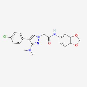 N-(benzo[d][1,3]dioxol-5-yl)-2-(4-(4-chlorophenyl)-3-(dimethylamino)-1H-pyrazol-1-yl)acetamide