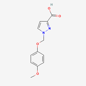 molecular formula C12H12N2O4 B2973327 1-[(4-methoxyphenoxy)methyl]-1H-pyrazole-3-carboxylic acid CAS No. 1001755-21-0