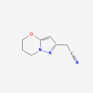 molecular formula C8H9N3O B2973337 2-(6,7-Dihydro-5H-pyrazolo[5,1-b][1,3]oxazin-2-yl)acetonitrile CAS No. 1936404-24-8