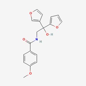 molecular formula C18H17NO5 B2973341 N-[2-(furan-2-yl)-2-(furan-3-yl)-2-hydroxyethyl]-4-methoxybenzamide CAS No. 2034454-28-7