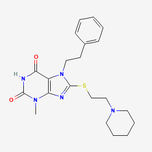 3-methyl-7-(2-phenylethyl)-8-{[2-(piperidin-1-yl)ethyl]sulfanyl}-3,7-dihydro-1H-purine-2,6-dione