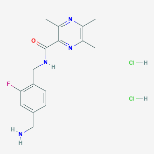 molecular formula C16H21Cl2FN4O B2973352 N-{[4-(aminomethyl)-2-fluorophenyl]methyl}-3,5,6-trimethylpyrazine-2-carboxamide dihydrochloride CAS No. 2418728-05-7