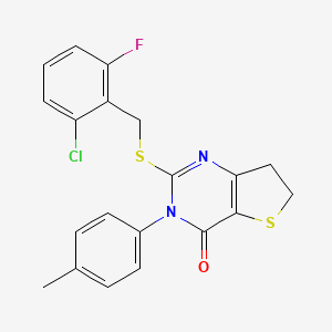 2-[(2-Chloro-6-fluorophenyl)methylsulfanyl]-3-(4-methylphenyl)-6,7-dihydrothieno[3,2-d]pyrimidin-4-one