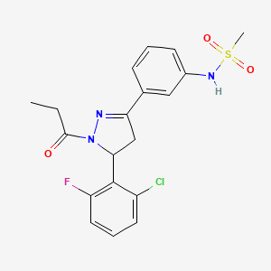 molecular formula C19H19ClFN3O3S B2973370 N-(3-(5-(2-chloro-6-fluorophenyl)-1-propionyl-4,5-dihydro-1H-pyrazol-3-yl)phenyl)methanesulfonamide CAS No. 852141-79-8