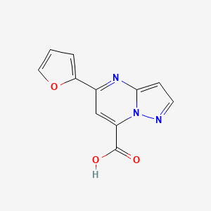 molecular formula C11H7N3O3 B2973375 5-(Furan-2-yl)pyrazolo[1,5-a]pyrimidine-7-carboxylic acid CAS No. 1011367-09-1