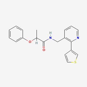 molecular formula C19H18N2O2S B2973386 2-phenoxy-N-((2-(thiophen-3-yl)pyridin-3-yl)methyl)propanamide CAS No. 2034441-85-3
