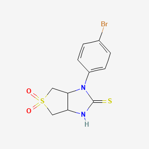 molecular formula C11H11BrN2O2S2 B2973387 1-(4-bromophenyl)-2-mercapto-3a,4,6,6a-tetrahydro-1H-thieno[3,4-d]imidazole 5,5-dioxide CAS No. 887833-75-2