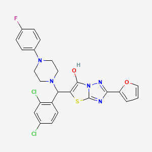 molecular formula C25H20Cl2FN5O2S B2973405 5-((2,4-Dichlorophenyl)(4-(4-fluorophenyl)piperazin-1-yl)methyl)-2-(furan-2-yl)thiazolo[3,2-b][1,2,4]triazol-6-ol CAS No. 887222-97-1