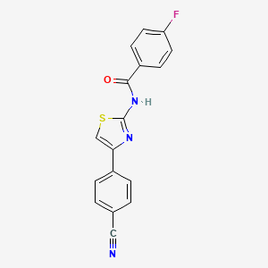 molecular formula C17H10FN3OS B2973418 N-[4-(4-cyanophenyl)-1,3-thiazol-2-yl]-4-fluorobenzamide CAS No. 330190-45-9