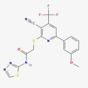 2-[3-cyano-6-(3-methoxyphenyl)-4-(trifluoromethyl)pyridin-2-yl]sulfanyl-N-(1,3,4-thiadiazol-2-yl)acetamide