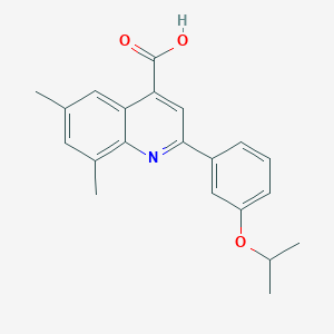 molecular formula C21H21NO3 B2973449 2-(3-Isopropoxyphenyl)-6,8-dimethylquinoline-4-carboxylic acid CAS No. 438230-16-1