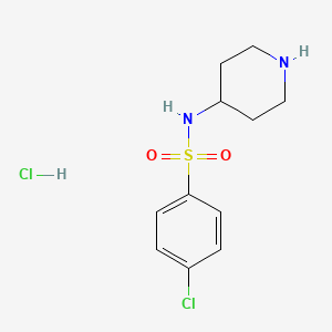 molecular formula C11H16Cl2N2O2S B2973459 4-chloro-N-piperidin-4-ylbenzenesulfonamide;hydrochloride CAS No. 152627-25-3