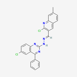 (E)-6-chloro-2-(2-((2-chloro-7-methylquinolin-3-yl)methylene)hydrazinyl)-4-phenylquinazoline