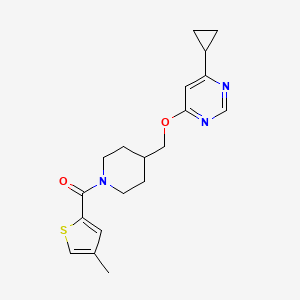 molecular formula C19H23N3O2S B2973466 (4-(((6-Cyclopropylpyrimidin-4-yl)oxy)methyl)piperidin-1-yl)(4-methylthiophen-2-yl)methanone CAS No. 2309733-75-1