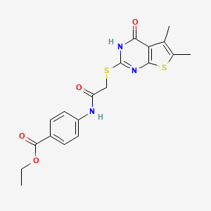 ethyl 4-[[2-[(5,6-dimethyl-4-oxo-3H-thieno[2,3-d]pyrimidin-2-yl)sulfanyl]acetyl]amino]benzoate