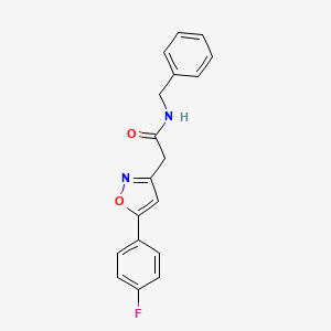 molecular formula C18H15FN2O2 B2973522 N-benzyl-2-[5-(4-fluorophenyl)-1,2-oxazol-3-yl]acetamide CAS No. 953177-33-8