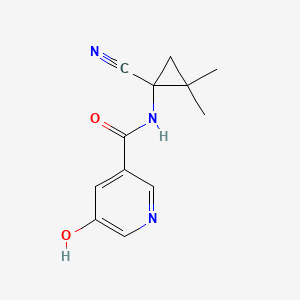 molecular formula C12H13N3O2 B2973526 N-(1-Cyano-2,2-dimethylcyclopropyl)-5-hydroxypyridine-3-carboxamide CAS No. 2196858-27-0