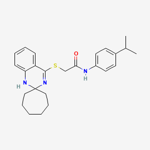 molecular formula C25H31N3OS B2973532 N-[4-(propan-2-yl)phenyl]-2-{1'H-spiro[cycloheptane-1,2'-quinazoline]sulfanyl}acetamide CAS No. 893788-37-9