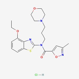molecular formula C21H27ClN4O4S B2973538 N-(4-ETHOXY-1,3-BENZOTHIAZOL-2-YL)-3-METHYL-N-[3-(MORPHOLIN-4-YL)PROPYL]-1,2-OXAZOLE-5-CARBOXAMIDE HYDROCHLORIDE CAS No. 1189965-42-1