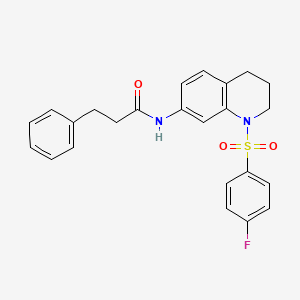 molecular formula C24H23FN2O3S B2973571 N-[1-(4-fluorobenzenesulfonyl)-1,2,3,4-tetrahydroquinolin-7-yl]-3-phenylpropanamide CAS No. 1005300-01-5