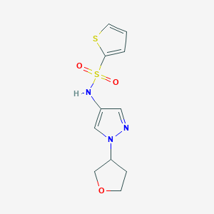 molecular formula C11H13N3O3S2 B2973581 N-(1-(四氢呋喃-3-基)-1H-吡唑-4-基)噻吩-2-磺酰胺 CAS No. 1797895-21-6