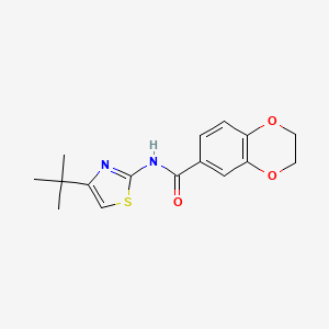 molecular formula C16H18N2O3S B2973605 N-(4-tert-butyl-1,3-thiazol-2-yl)-2,3-dihydro-1,4-benzodioxine-6-carboxamide CAS No. 477551-69-2