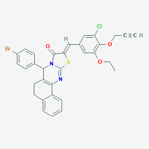 molecular formula C32H24BrClN2O3S B297364 7-(4-bromophenyl)-10-[3-chloro-5-ethoxy-4-(2-propynyloxy)benzylidene]-5,7-dihydro-6H-benzo[h][1,3]thiazolo[2,3-b]quinazolin-9(10H)-one 
