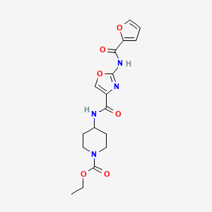 molecular formula C17H20N4O6 B2973673 ethyl 4-[2-(furan-2-amido)-1,3-oxazole-4-amido]piperidine-1-carboxylate CAS No. 1286724-71-7