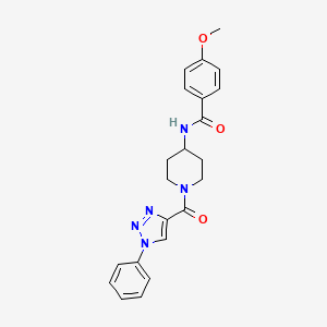B2973684 4-methoxy-N-(1-(1-phenyl-1H-1,2,3-triazole-4-carbonyl)piperidin-4-yl)benzamide CAS No. 1251630-82-6