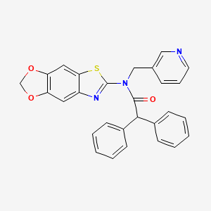 molecular formula C28H21N3O3S B2973694 N-([1,3]dioxolo[4,5-f][1,3]benzothiazol-6-yl)-2,2-diphenyl-N-(pyridin-3-ylmethyl)acetamide CAS No. 922629-09-2