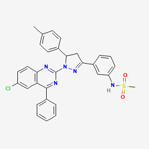 molecular formula C31H26ClN5O2S B2973696 N-{3-[1-(6-chloro-4-phenylquinazolin-2-yl)-5-(4-methylphenyl)-4,5-dihydro-1H-pyrazol-3-yl]phenyl}methanesulfonamide CAS No. 865616-54-2