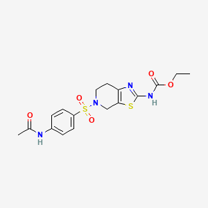 molecular formula C17H20N4O5S2 B2973698 Ethyl (5-((4-acetamidophenyl)sulfonyl)-4,5,6,7-tetrahydrothiazolo[5,4-c]pyridin-2-yl)carbamate CAS No. 1396851-15-2