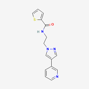 molecular formula C15H14N4OS B2973707 N-{2-[4-(pyridin-3-yl)-1H-pyrazol-1-yl]ethyl}thiophene-2-carboxamide CAS No. 2097899-05-1