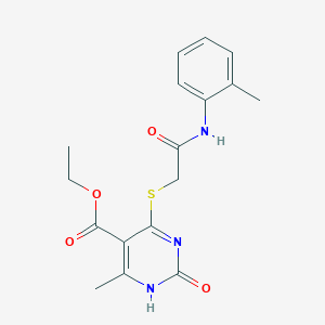 molecular formula C17H19N3O4S B2973729 ethyl 6-methyl-4-({[(2-methylphenyl)carbamoyl]methyl}sulfanyl)-2-oxo-1,2-dihydropyrimidine-5-carboxylate CAS No. 946252-92-2