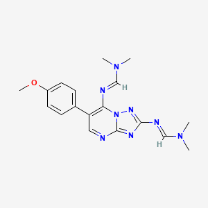 molecular formula C18H22N8O B2973753 N'-[2-{[(dimethylamino)methylene]amino}-6-(4-methoxyphenyl)[1,2,4]triazolo[1,5-a]pyrimidin-7-yl]-N,N-dimethyliminoformamide CAS No. 303145-92-8