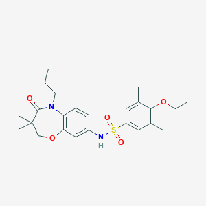 molecular formula C24H32N2O5S B2973758 N-(3,3-dimethyl-4-oxo-5-propyl-2,3,4,5-tetrahydrobenzo[b][1,4]oxazepin-8-yl)-4-ethoxy-3,5-dimethylbenzenesulfonamide CAS No. 922050-12-2