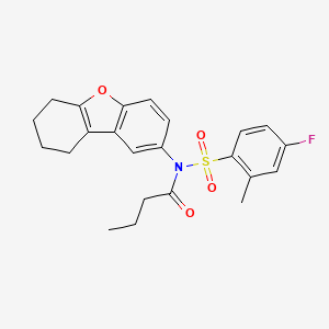 molecular formula C23H24FNO4S B2973772 N-[(4-FLUORO-2-METHYLPHENYL)SULFONYL]-N-(6,7,8,9-TETRAHYDRODIBENZO[B,D]FURAN-2-YL)BUTANAMIDE CAS No. 865614-08-0