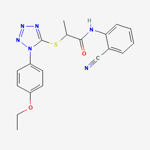 molecular formula C19H18N6O2S B2973796 N-(2-cyanophenyl)-2-{[1-(4-ethoxyphenyl)-1H-1,2,3,4-tetrazol-5-yl]sulfanyl}propanamide CAS No. 887348-90-5